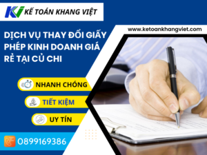 Dịch vụ thay đổi giấy phép kinh doanh giá rẻ tại CỦ CHI
